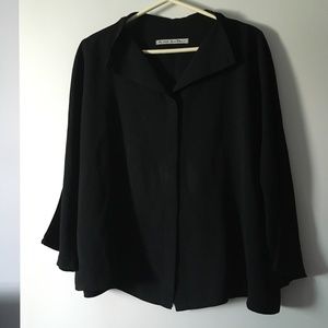 ALEXIA VON BECK Black Woven Crepe Button Front Boxy Blouse Shacket L / XL